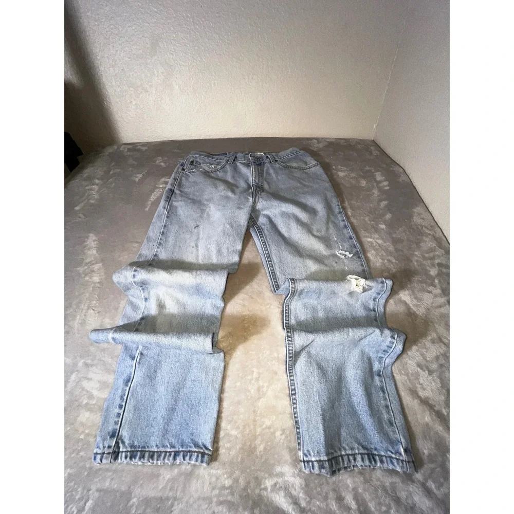 Vintage Levis 505 Regular Fit Straight Leg Light Wash Denim Jeans W33 L30